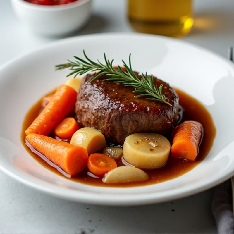 Herb-Garlic Braised Pot Roast with Root Vegetables