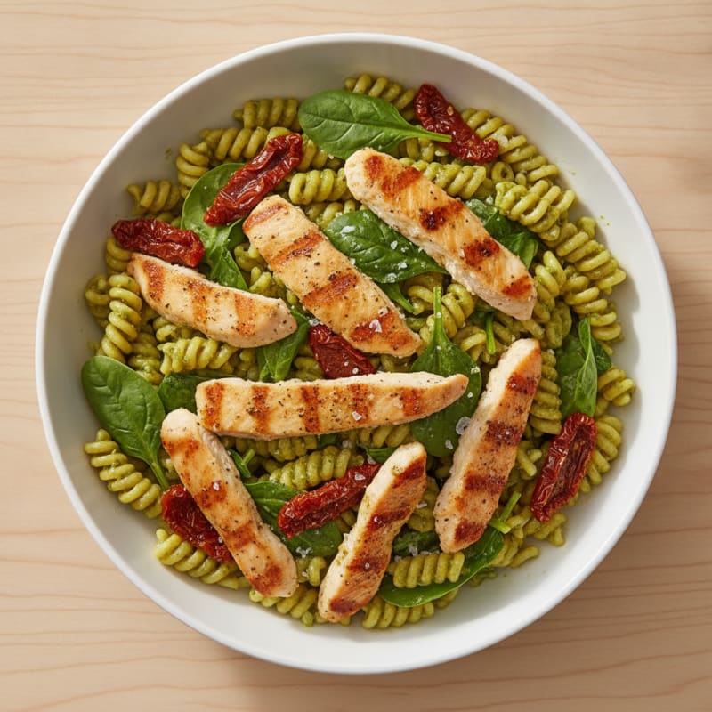 Pesto Chicken Pasta with Sun-Dried Tomatoes