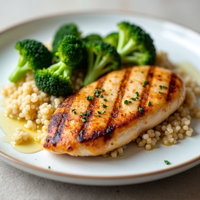 Grilled Chicken Breast with Quinoa and Steamed Broccoli