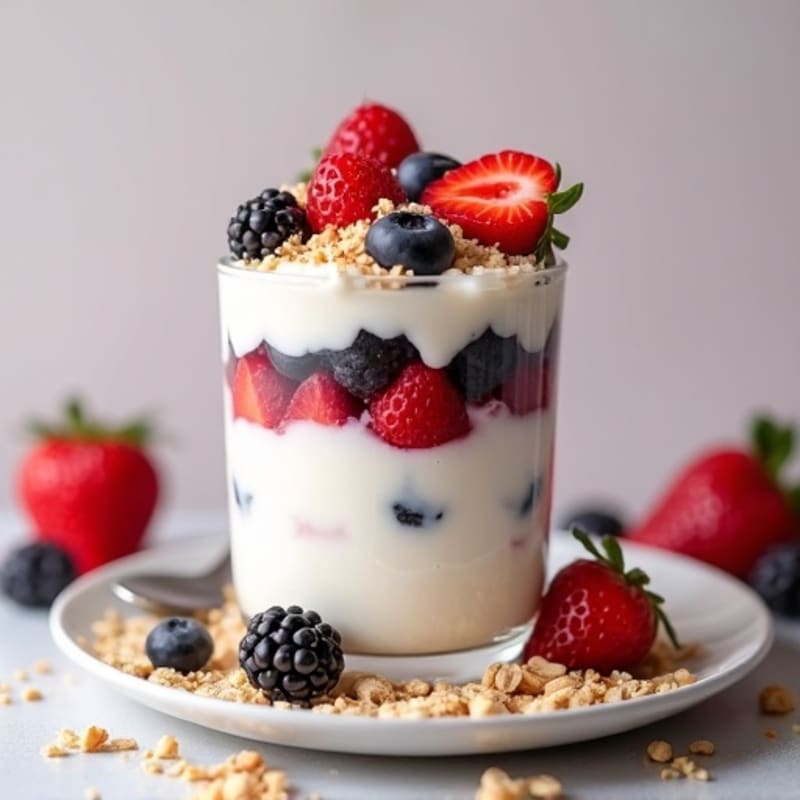 Greek Yogurt Protein Parfait with Mixed Berries