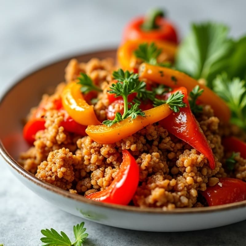 Crispy Ground Turkey and Roasted Bell Pepper Skillet