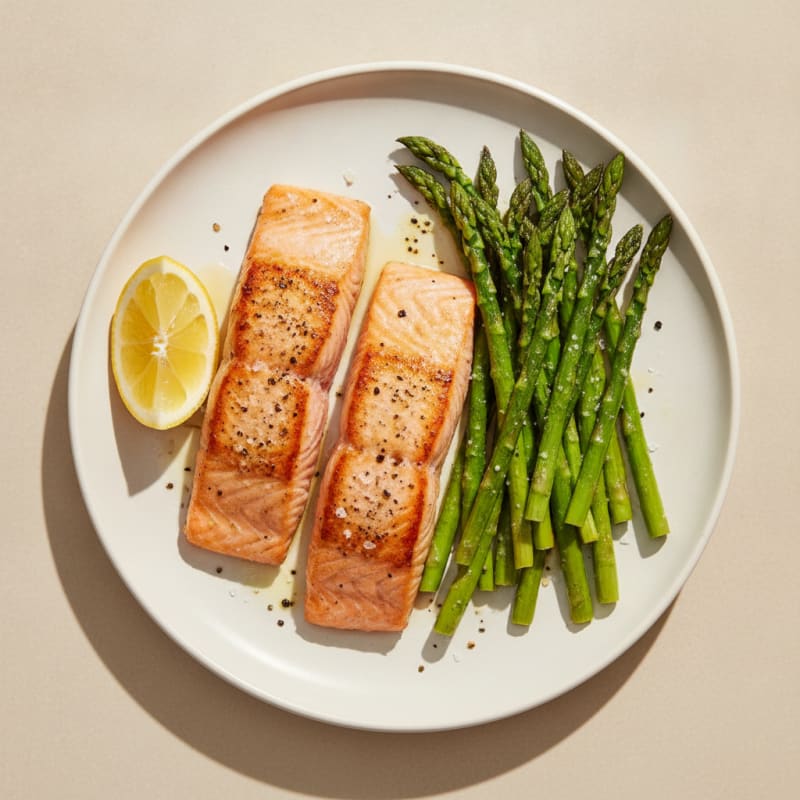 Pan-Seared Salmon with Roasted Asparagus