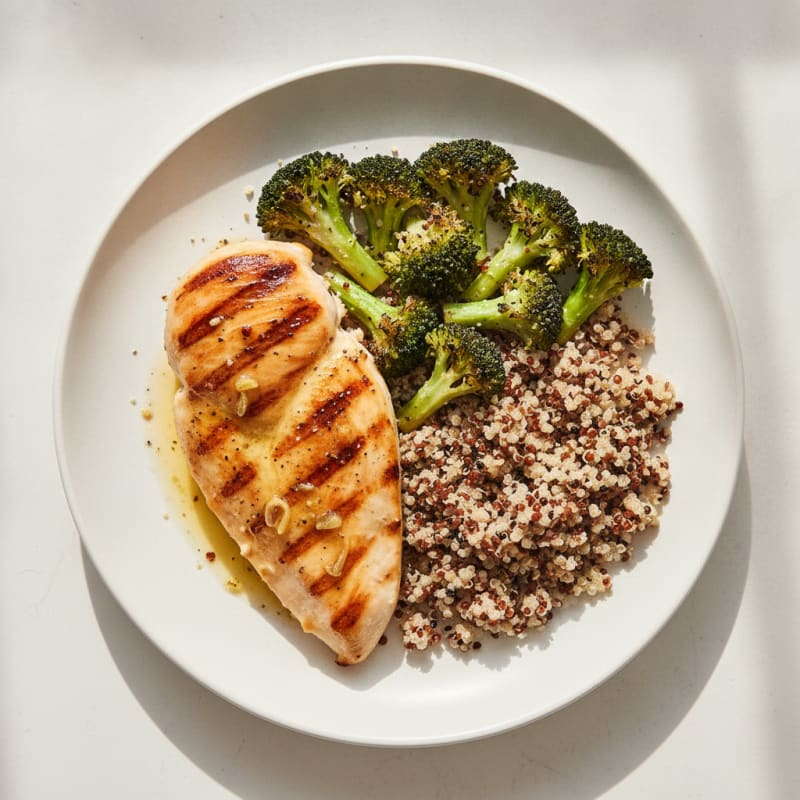 Grilled Chicken Breast with Roasted Broccoli and Quinoa