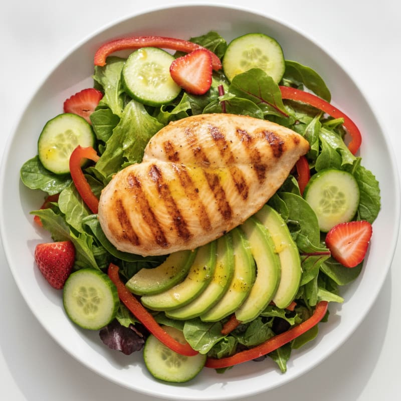 Grilled Chicken Breast with Crunchy Vegetable Salad
