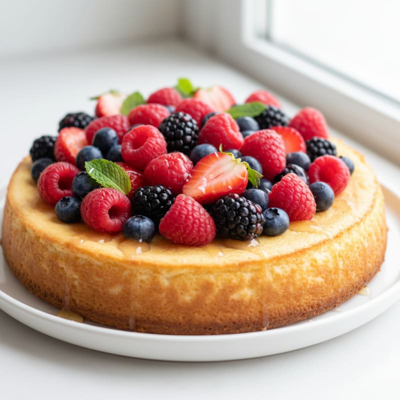 Cottage Cheese Protein Cheesecake with Fresh Berries