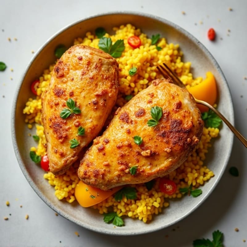 Saffron-Spiced Chicken and Yellow Rice Skillet