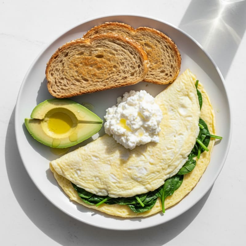Egg White Spinach Omelette with Cottage Cheese