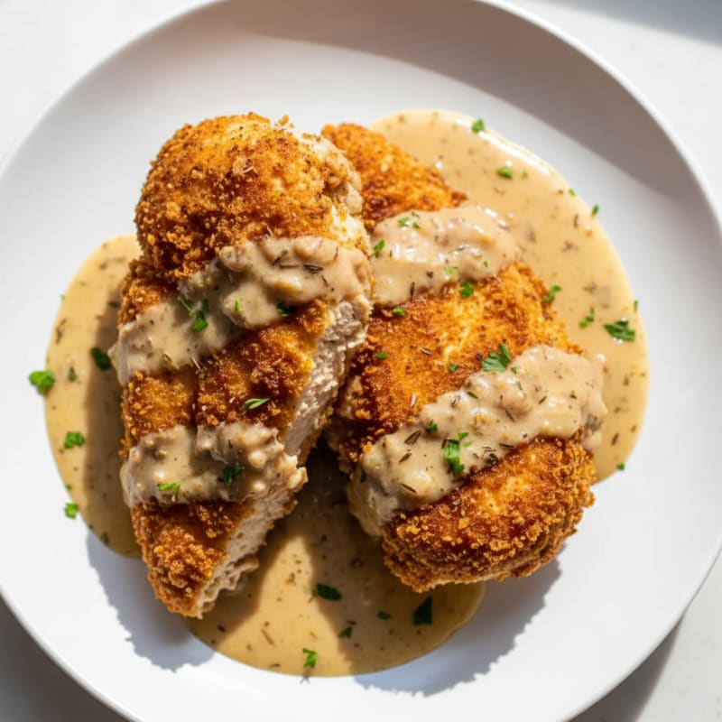 Crispy Buttermilk Fried Chicken with Creamy Gravy