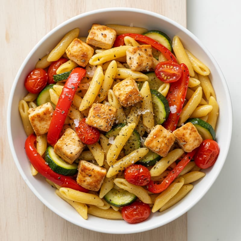 High Protein Pasta with Roasted Vegetables