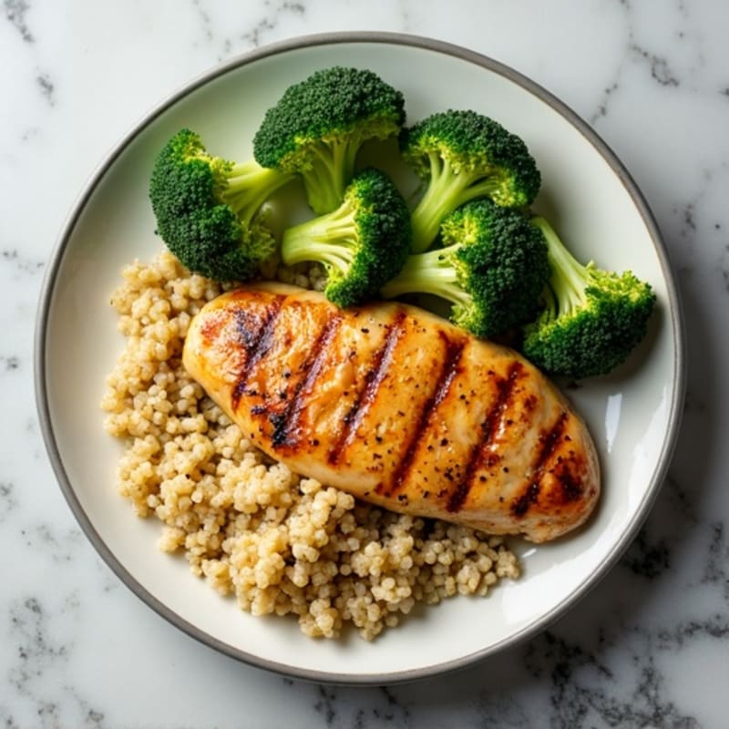 Grilled Chicken Breast with Roasted Broccoli and Quinoa