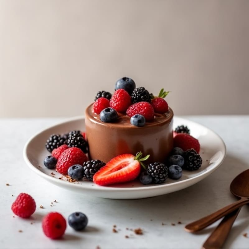 Silky Chocolate Protein Pudding with Berries
