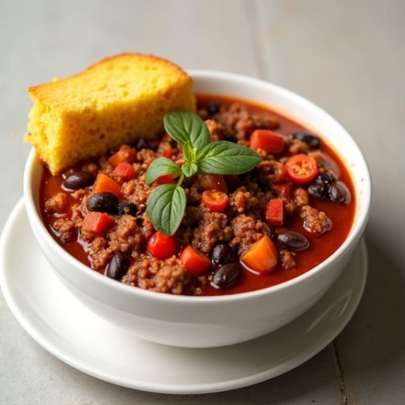 Hearty Lean Ground Beef Chili with Golden Cornbread