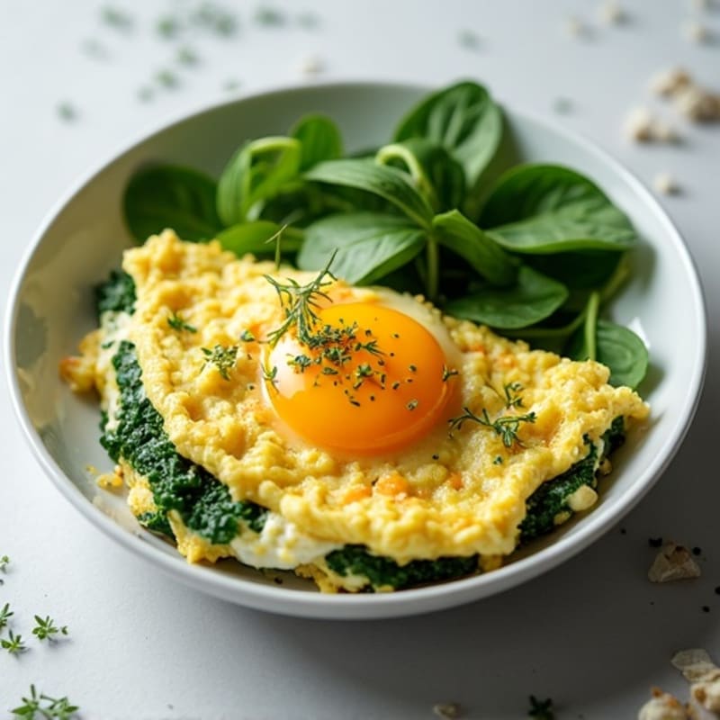 Fluffy Egg and Spinach Scramble with Fresh Herbs
