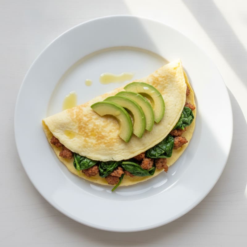 Egg White Spinach Omelet with Turkey Sausage