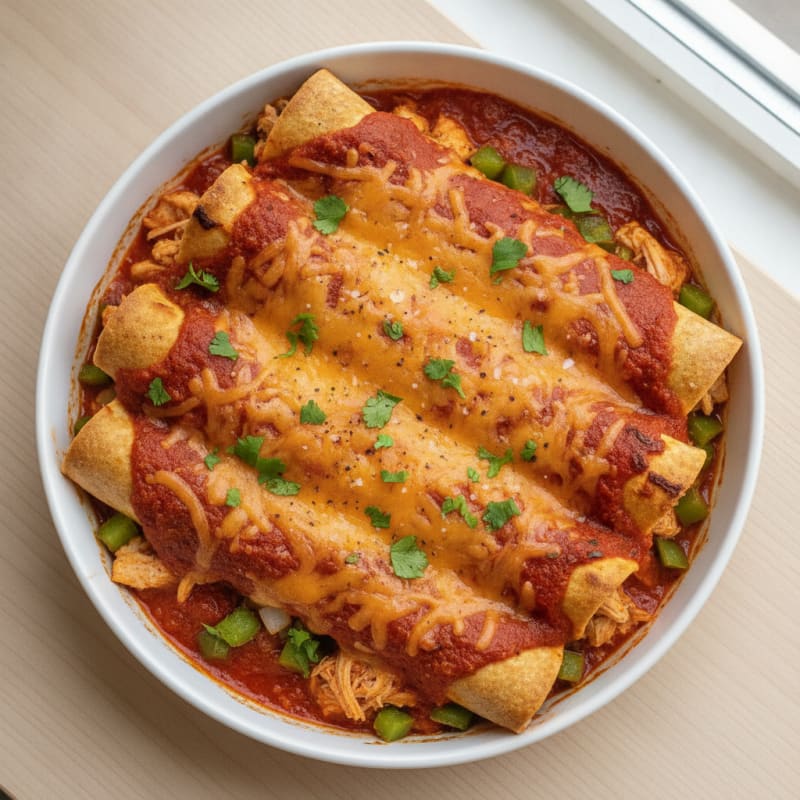 Chicken Enchiladas with Red Chili Sauce