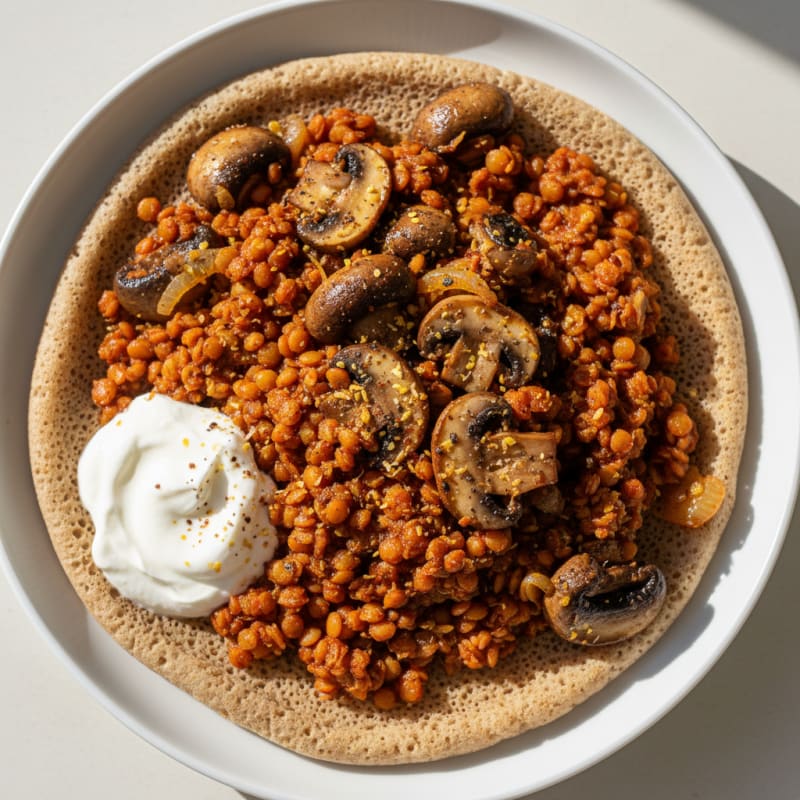 Smoky Mushroom and Lentil Injera