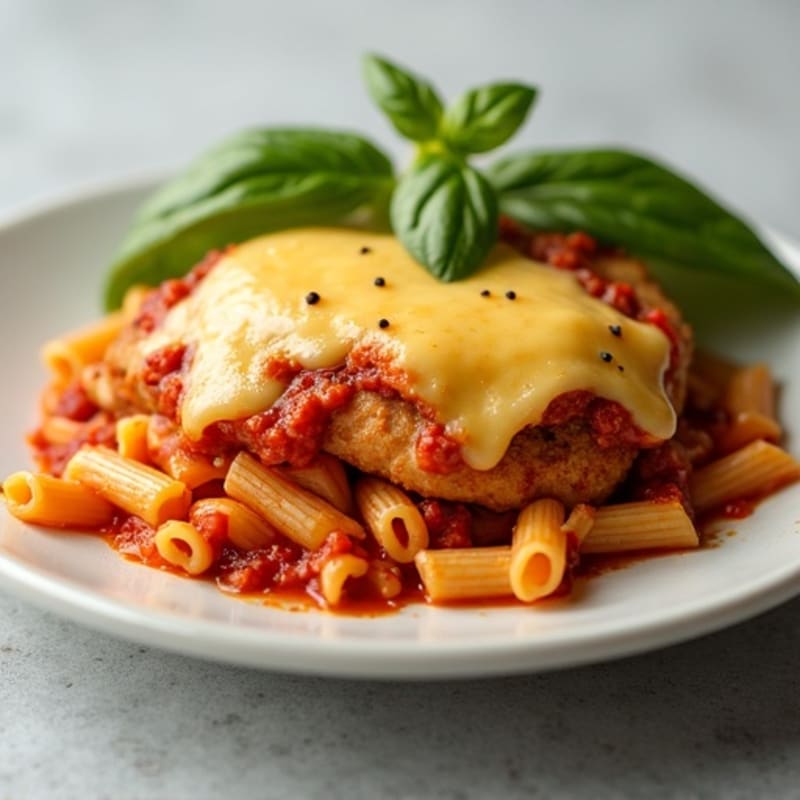 High-Protein Crispy Cheesy Chicken Pasta Bake