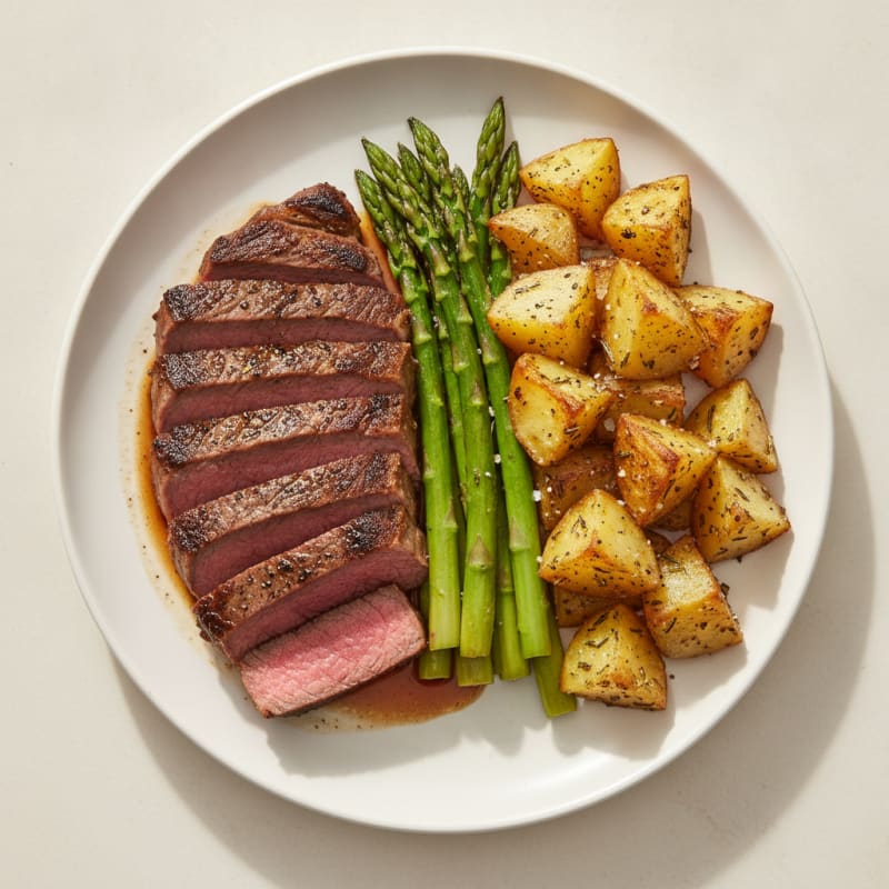 Pan-Seared Sirloin with Herb-Roasted Potatoes