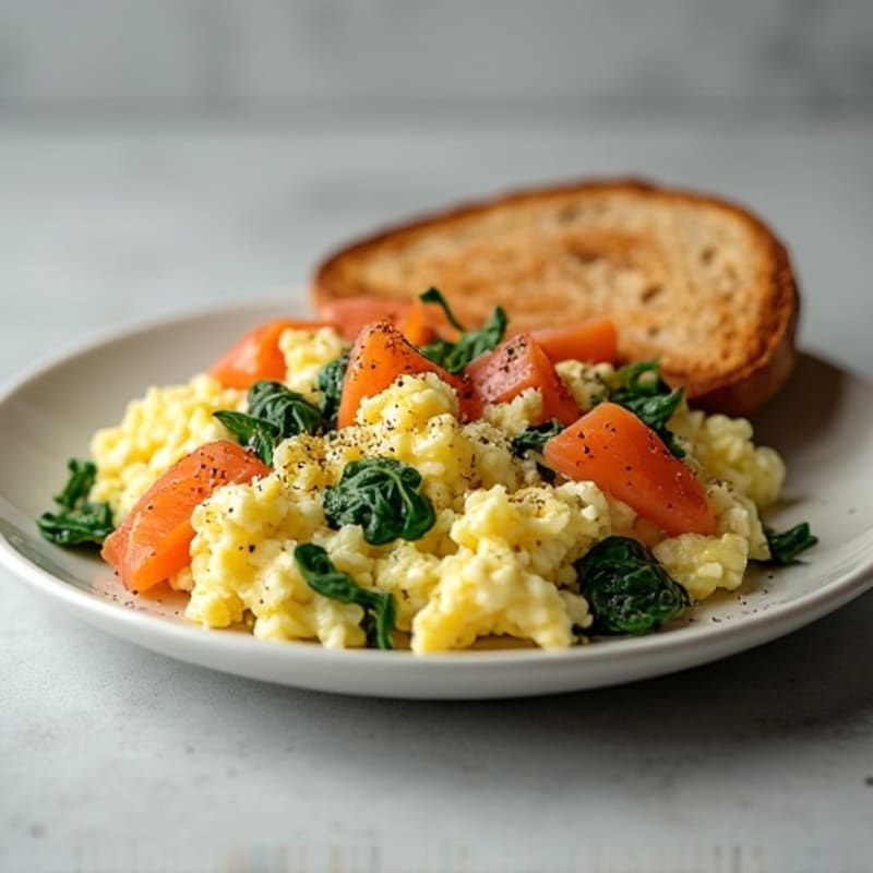 Egg White and Smoked Salmon Scramble with Spinach