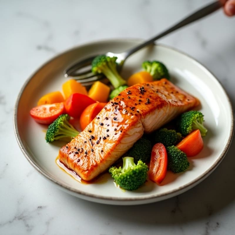 Honey-Ginger Glazed Salmon with Sesame Vegetables