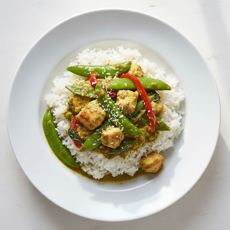 Green Curry Chicken with Coconut Rice