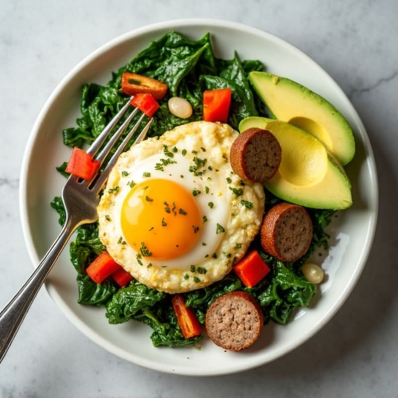 Egg White and Turkey Sausage Scramble with Spinach