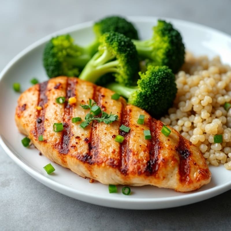 Grilled Chicken Breast with Quinoa and Steamed Broccoli