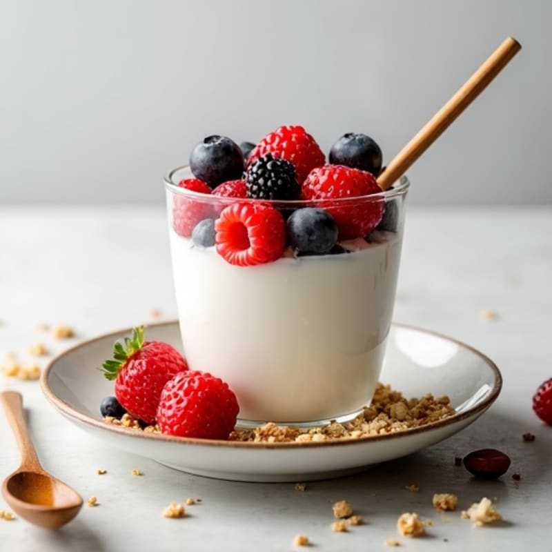 Greek Yogurt Parfait with Mixed Berries and Almonds