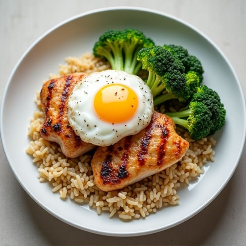 Grilled Chicken Thighs with Jasmine Rice and Roasted Broccoli