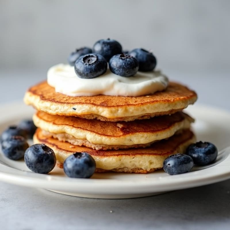Protein-Packed Oat Banana Pancakes with Fresh Blueberries