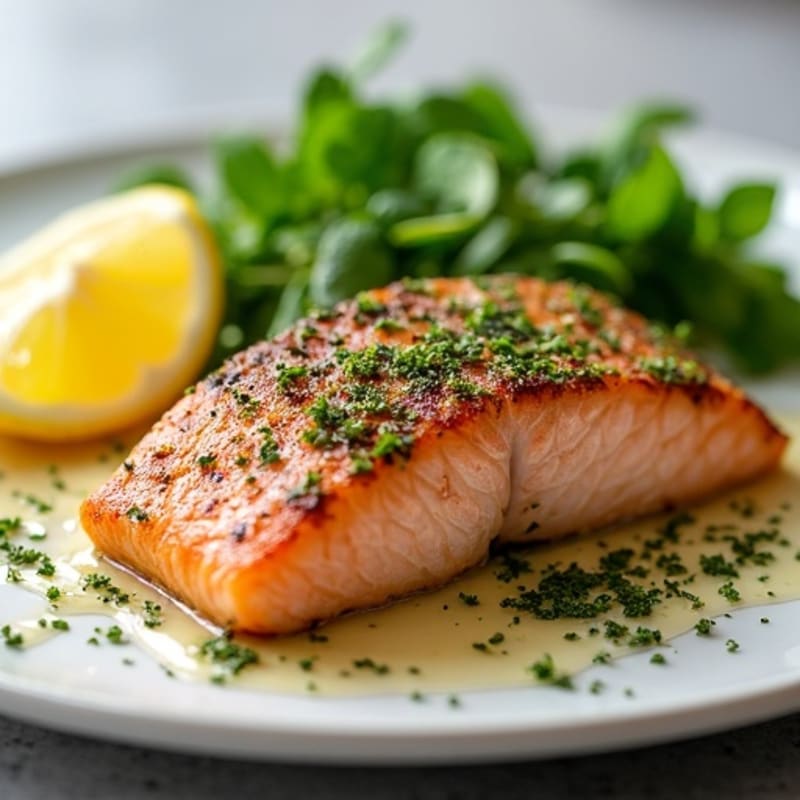 Herb-Crusted Pan Seared Salmon with Lemon