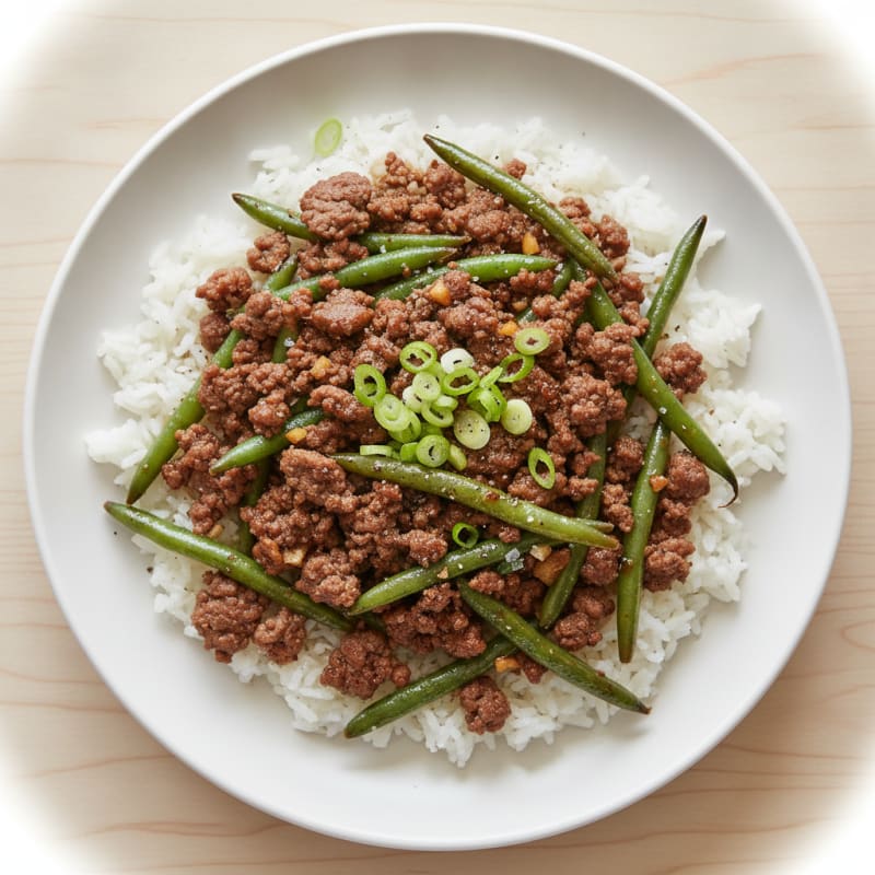 Savory Ground Beef and Green Bean Rice