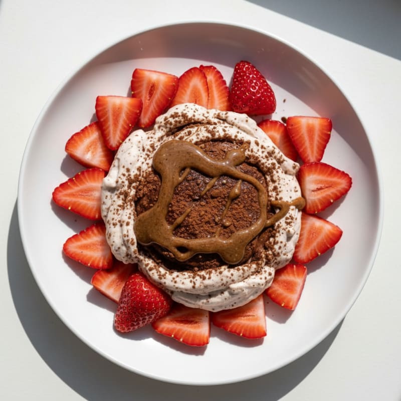 Silky Chocolate Protein Mousse with Fresh Strawberries