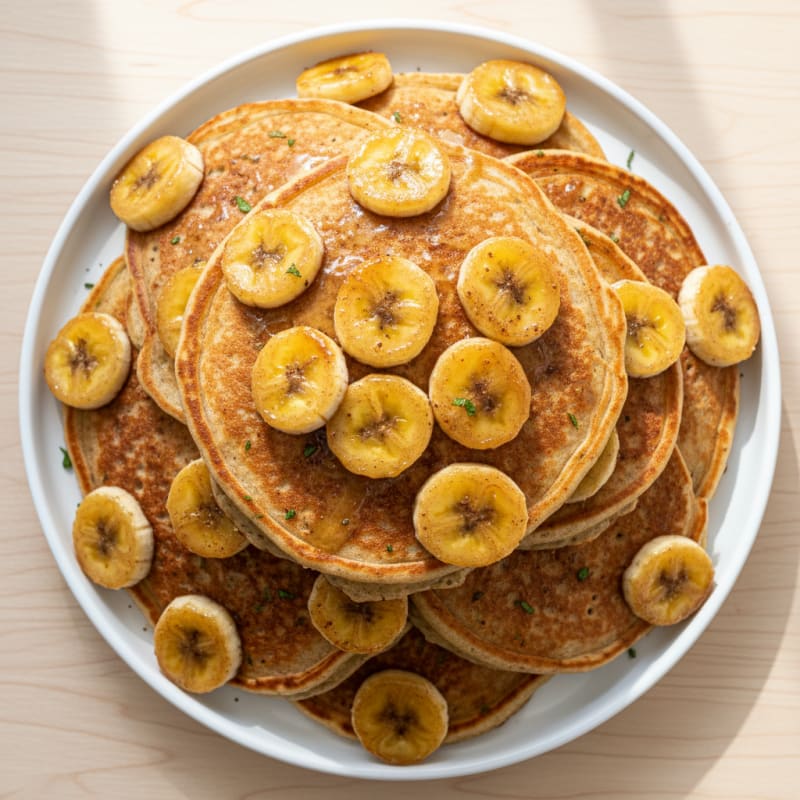 Golden Caramelized Banana Pancakes