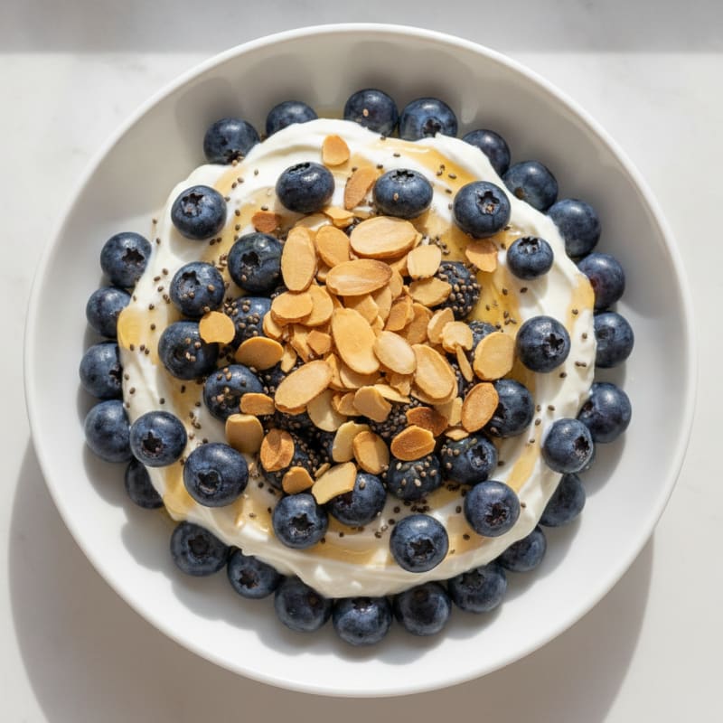 Greek Yogurt Protein Parfait with Berries and Almonds