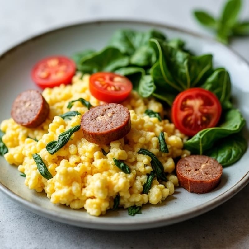 Egg White Scramble with Spinach and Turkey Sausage