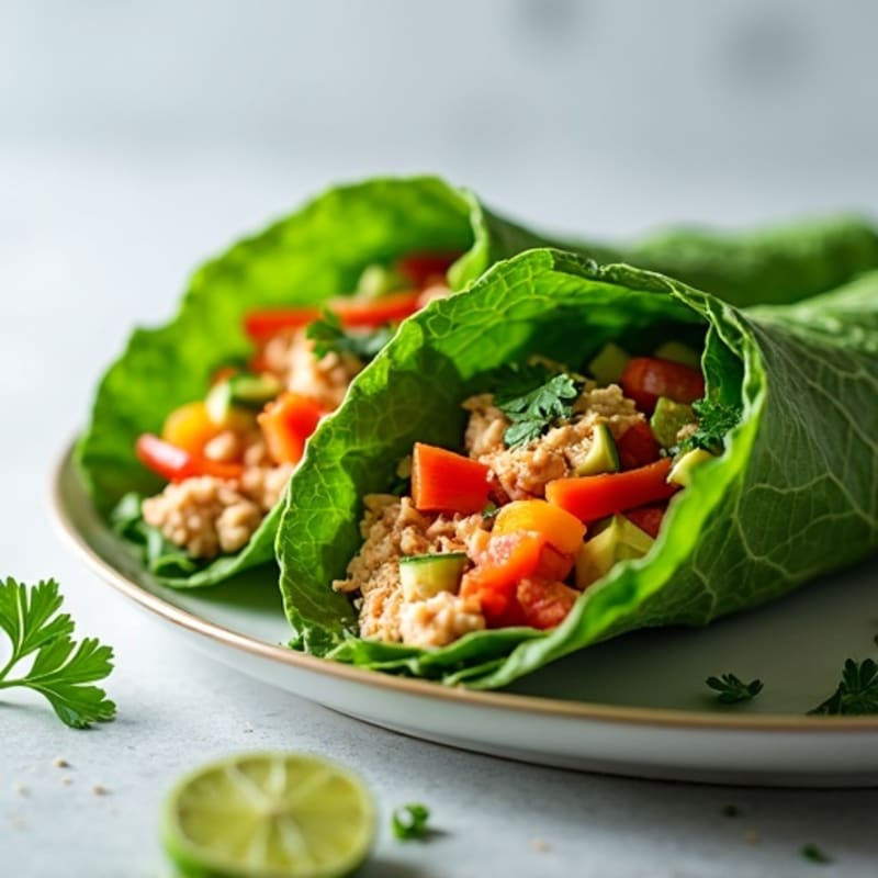 Crisp Spicy Tuna Collard Wraps