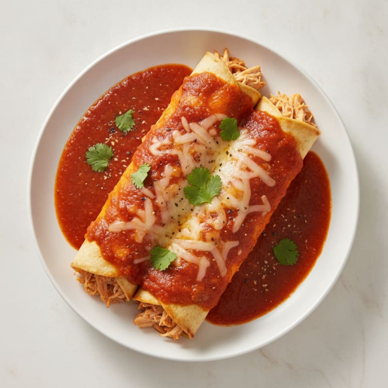 Mexican Chicken Enchiladas with Red Chili Sauce
