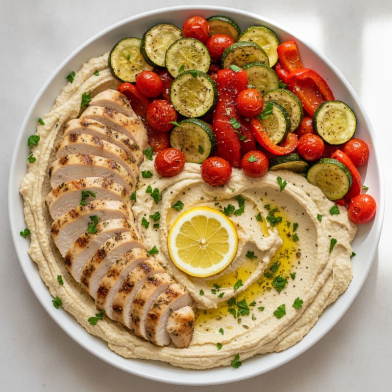Herb Hummus Platter with Roasted Vegetables