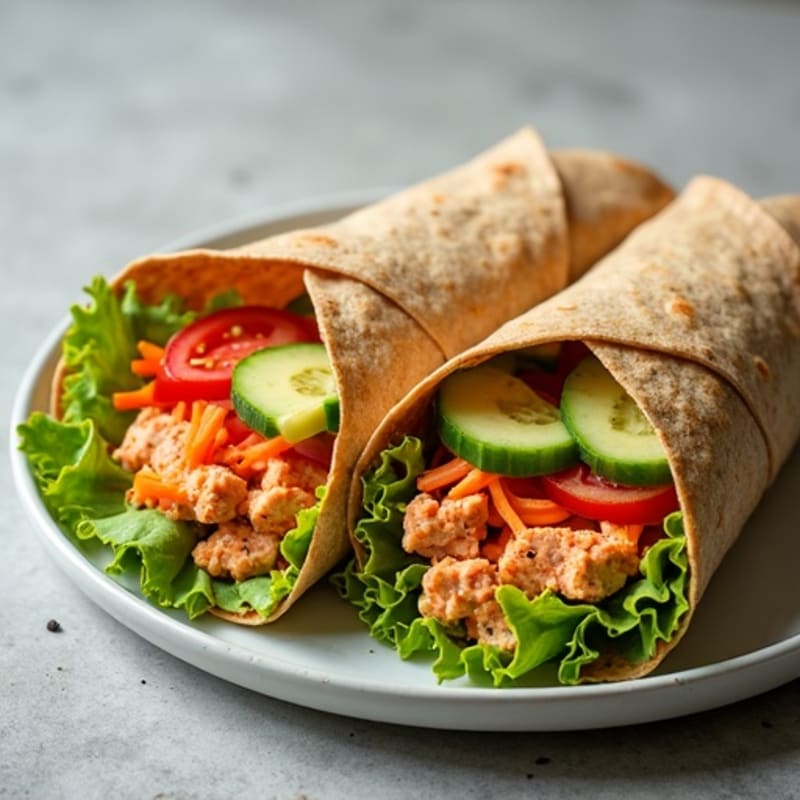 Fresh Spicy Tuna Whole Wheat Wrap with Crisp Vegetables