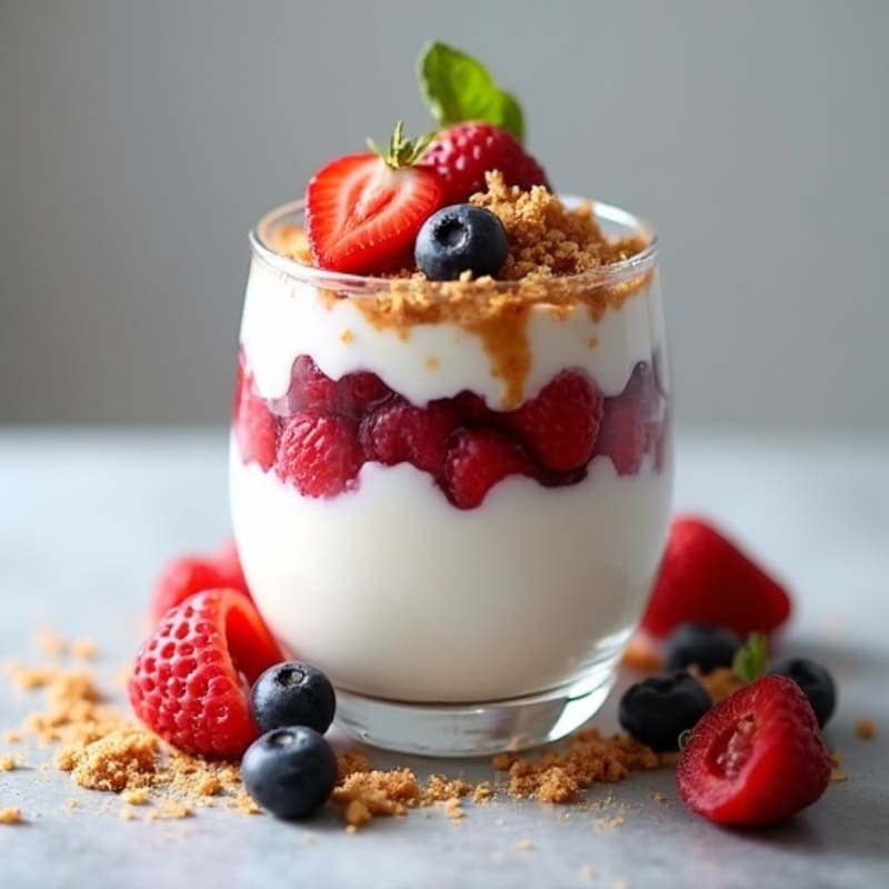 Greek Yogurt Protein Parfait with Mixed Berries and Almond Butter