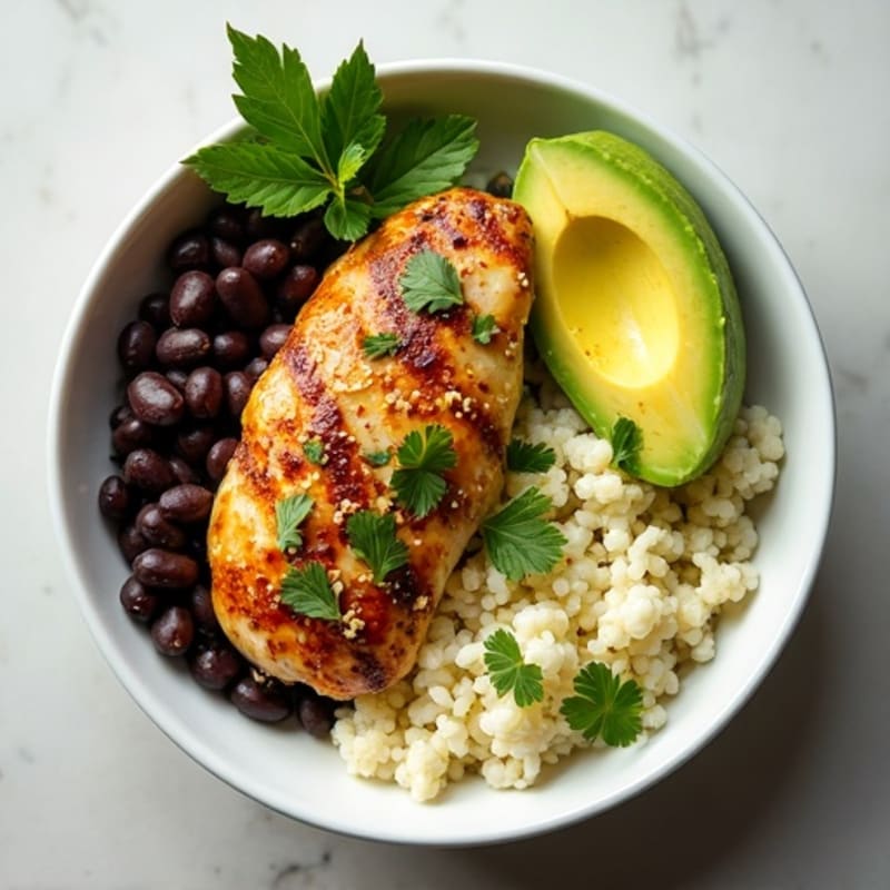 Cilantro Lime Chicken Bowl with Black Beans and Cauliflower Rice