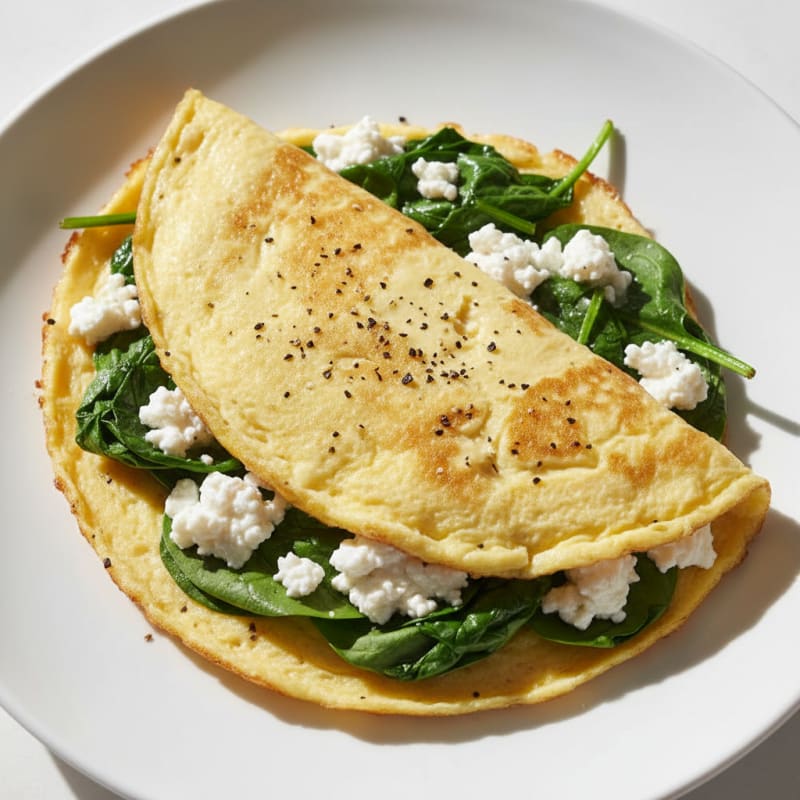 Egg White Spinach Omelette with Cottage Cheese
