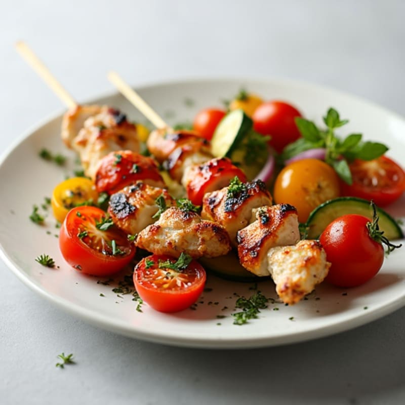 Garlic-Herb Grilled Chicken Skewers with Roasted Vegetables