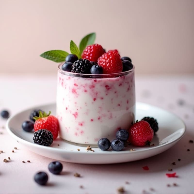 Greek Yogurt Protein Mousse with Mixed Berries