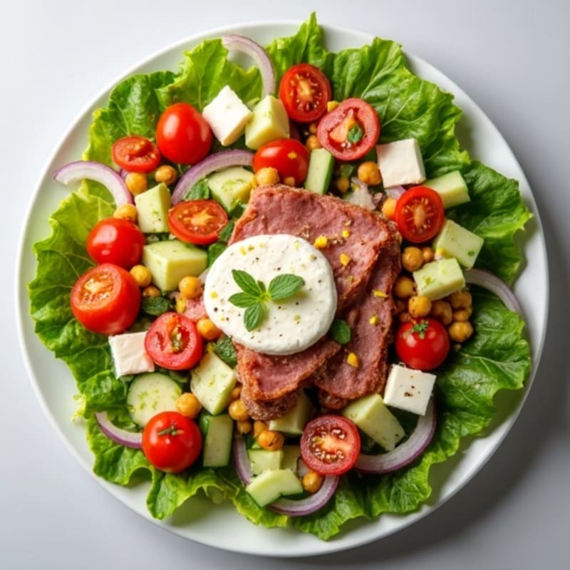 Chopped Italian Salad with Lean Deli Meats and Zesty Vinaigrette