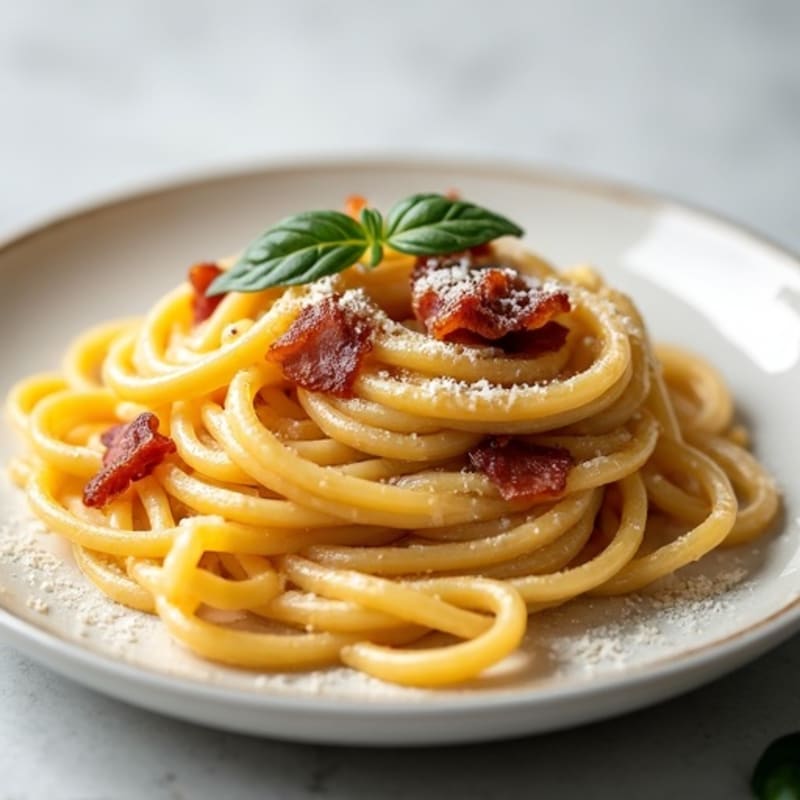 Smoked Turkey Bacon Creamy Carbonara Pasta