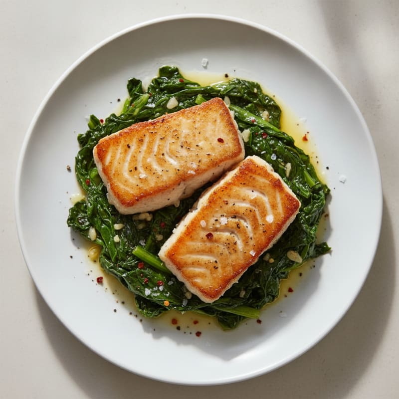 Pan-Seared Chilean Seabass with Swiss Chard