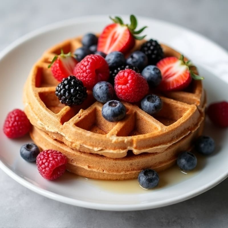 High-Protein Whole Grain Waffles with Fresh Berries