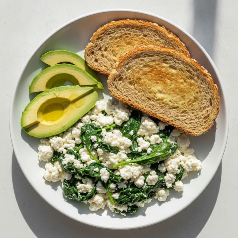 Egg White and Cottage Cheese Scramble with Spinach